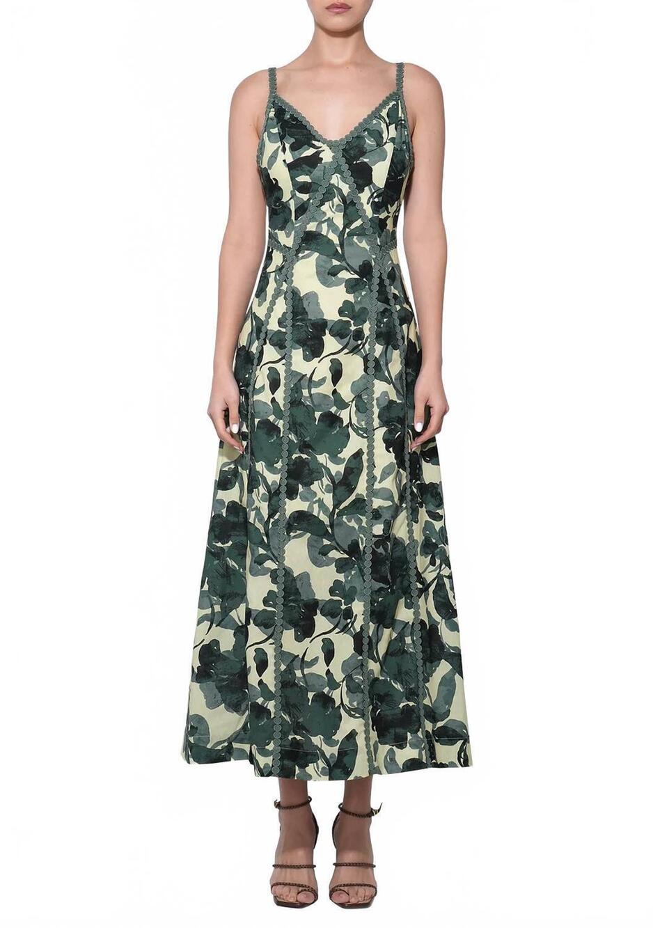 NEW ADELYN RAE women's madison contrast slip maxi dress in olive multi